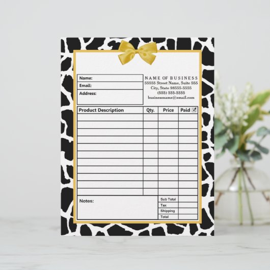 トレンディージラフェイエローボウブティックオーダー型枠 レターヘッド (スタンド正面)