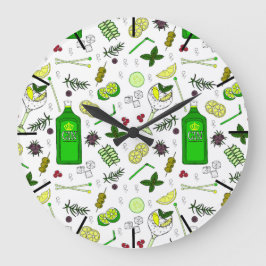 トレンディージンカクテルプリントカクテルバー パターン（の模様が）ある ラージ壁時計