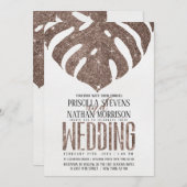 トレンディースイスチーズリーフバラ金ゴールド結婚グリッターズ 招待状 (正面/裏面)