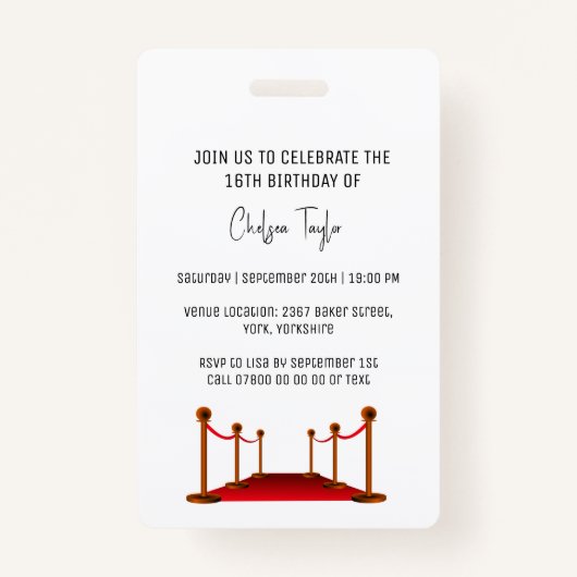 トレンディースウィート16バスベリーアクセス招待状VIP バッジ (裏面)