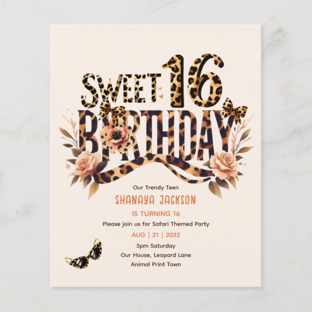 トレンディースウィート16ヒョウ印刷サファリ (正面)