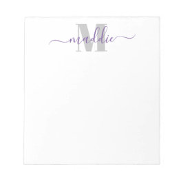 トレンディースガーリークリプトのモノグラム、紫、グレー ノートパッド