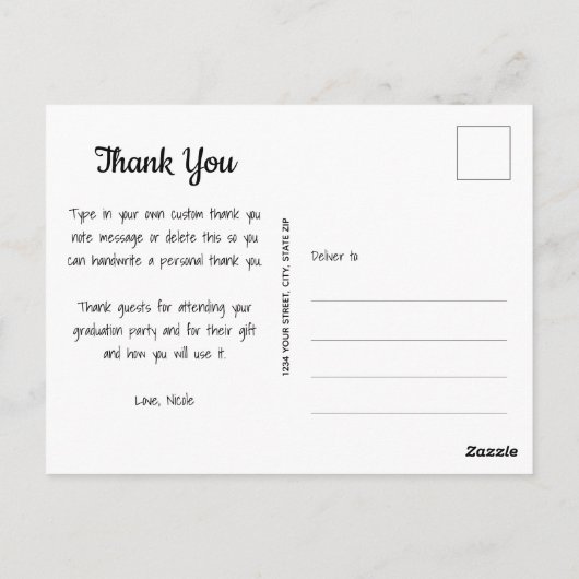 トレンディースクリプトありがとうありがとう写真卒業 ポストカード (裏面)