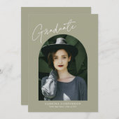 トレンディースクリプトとArch 2フォト卒業 案内状 (正面/裏面)