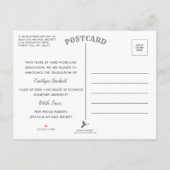 トレンディースクリプトのミニマル3写真卒業 案内ポストカード (裏面)