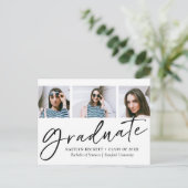 トレンディースクリプトのミニマル3写真卒業 案内ポストカード (スタンド正面)