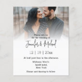 トレンディースクリプトの色あせた写真結婚式招待状 チラシ (正面)