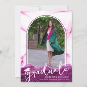 トレンディースクリプトアーチピンクマゼンタグリッター2写真 案内状 (正面)