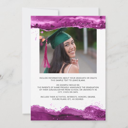 トレンディースクリプトアーチピンクマゼンタグリッター2写真 案内状 (裏面)