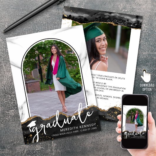 トレンディースクリプトアーチブラック金ゴールド2枚の写真 案内状