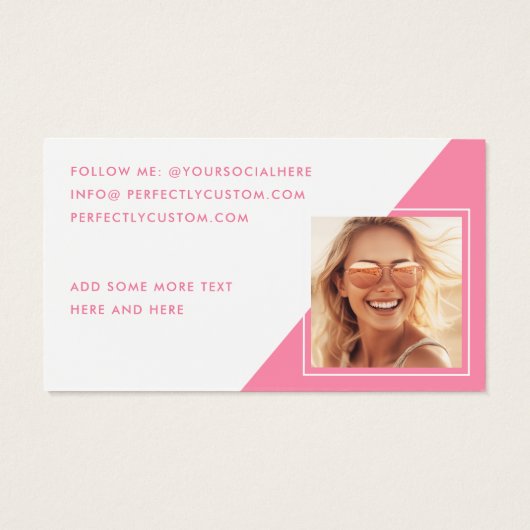 トレンディースクリプトインフルエンサーのピンクの写真プロファイルカード (裏面)