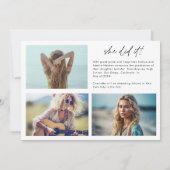 トレンディースクリプトオーバーレイ数々のフォト卒業 案内状 (裏面)