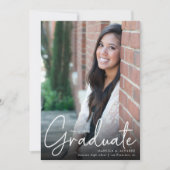 トレンディースクリプトオーバーレイ2枚の写真卒業記念 案内状 (正面)