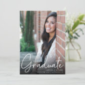 トレンディースクリプトオーバーレイ2枚の写真卒業記念 案内状 (スタンド正面)