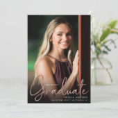 トレンディースクリプトオーバーレイ2枚の写真卒業記念 案内状 (スタンド正面)