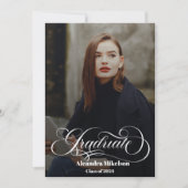 トレンディースクリプトオーバーレイ2枚の写真卒業 案内状 (正面)