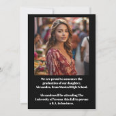 トレンディースクリプトオーバーレイ2枚の写真卒業 案内状 (裏面)