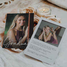 トレンディースクリプトオーバーレイ2枚の写真卒業 案内状