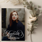 トレンディースクリプトオーバーレイ2枚の写真卒業 案内状