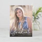 トレンディースクリプトオーバーレイ3枚の写真卒業 案内状 (スタンド正面)