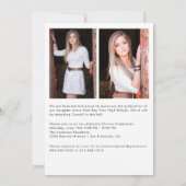 トレンディースクリプトオーバーレイ3枚の写真卒業 案内状 (裏面)