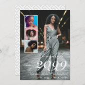 トレンディースクリプトオーバーレイ4フォトコラージュ卒業 案内状 (正面/裏面)