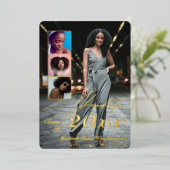 トレンディースクリプトオーバーレイ4フォトコラージュ卒業 箔招待状 (立ち正面)