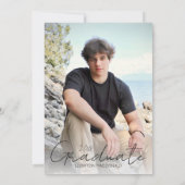 トレンディースクリプトオーバーレイ5枚の写真卒業 案内状 (裏面)