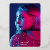 トレンディースクリプトオーバーレイ |写真卒業金ゴールド(2件) 箔招待状 (正面)