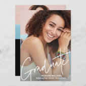 トレンディースクリプトオーバーレイ、画像の追加、写真の卒業 案内状 (正面/裏面)