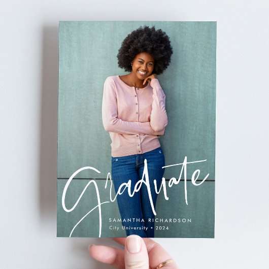 トレンディースクリプトオーバーレイ | 2つの写真の卒業 案内状