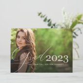 トレンディースクリプトオーバーレイ | 2つの写真の卒業 案内状 (スタンド正面)