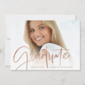 トレンディースクリプトオーバーレイ | 2つの写真の卒業 案内状 (正面)