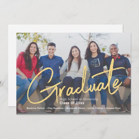 トレンディースクリプトオーバーレイ | One Photo Group卒業 案内状 (正面/裏面)