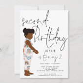 トレンディースクリプトガールダークヘアレインボウズ2nd birthday 招待状 (正面)