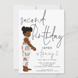 トレンディースクリプトガールダークヘアレインボウズ2nd birthday 招待状