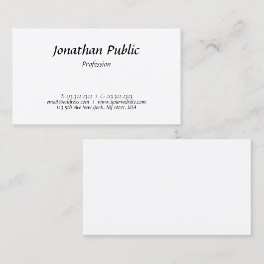 トレンディースクリプトデザインシンプルシックモダンプレーン 名刺 (正面/裏面)