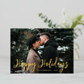 トレンディースクリプトハッピーホリデーズフォト 箔シーズンカード (立ち正面)