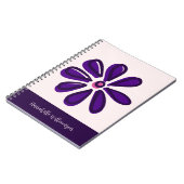 トレンディースクリプトフォントあなたの名前パープルフラワードードル ノートブック (左側)