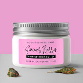 トレンディースクリプトブラック&ピンクスキンケアJAR長方形 ラベル