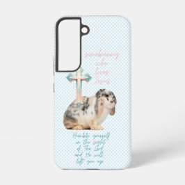 トレンディースクリプトブルードットバニー・パステルクロス SAMSUNG GALAXY S22ケース