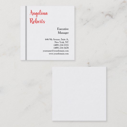 トレンディースクリプトプロフェッショナル平易ミニマル スクエア名刺 (正面/裏面)