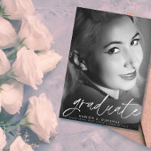 トレンディースクリプトホワイトオーバーレイ写真卒業 ポストカード