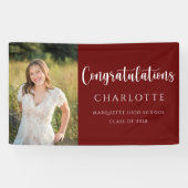 トレンディースクリプトマルーン卒業フォトバナー 横断幕 (横)