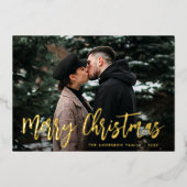 トレンディースクリプトメリークリスマスフォト 箔シーズンカード (正面)