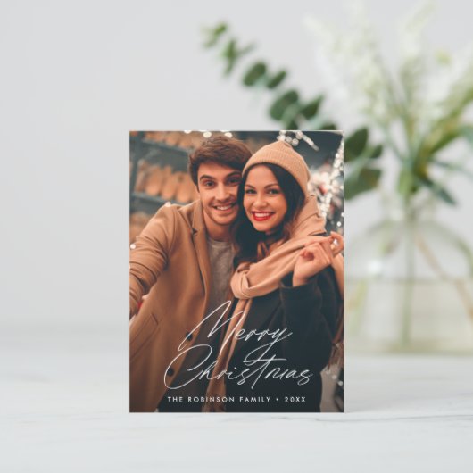 トレンディースクリプトレタリングメリークリスマス ポストカード (スタンド正面)