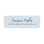 トレンディースクリプト光ほこりっぽい青差出人住所 ラベル (正面)