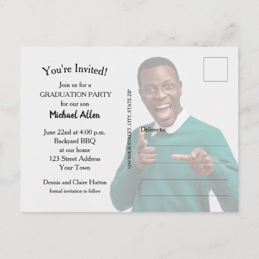 トレンディースクリプト写真の卒業の日付の保存 ポストカード (裏面)