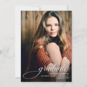 トレンディースクリプト写真の卒業発表 招待状 (正面)