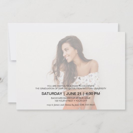 トレンディースクリプト写真の卒業 案内状 (裏面)